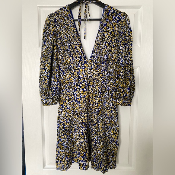 Reiss Puff Sleeve Deep V Mini Dress (with pockets!) - Picture 8 of 10